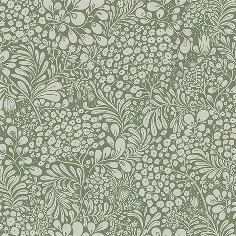 Siv Dark Green Botanical Wallpaper