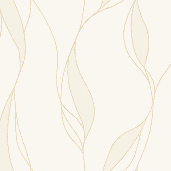 Society Hill White Abstract Leaf Wallpaper