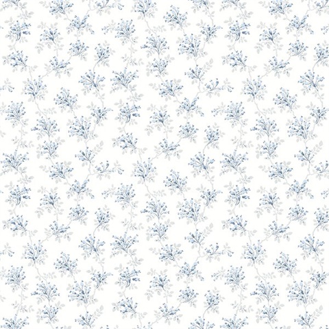 Sofiane Blue Botanical Trail Wallpaper