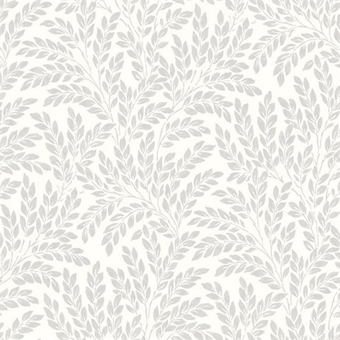 Soft White Jade Leaf Wallpaper