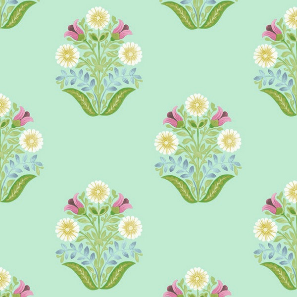 Sophie Aqua Floral Medallion Peel & Stick Wallpaper