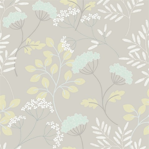 2975-87540 Sorrel Light Grey Botanical Wallpaper | Total Wallcovering