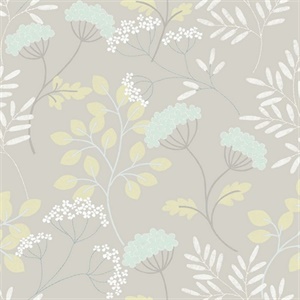 Sorrel Light Grey Botanical Wallpaper
