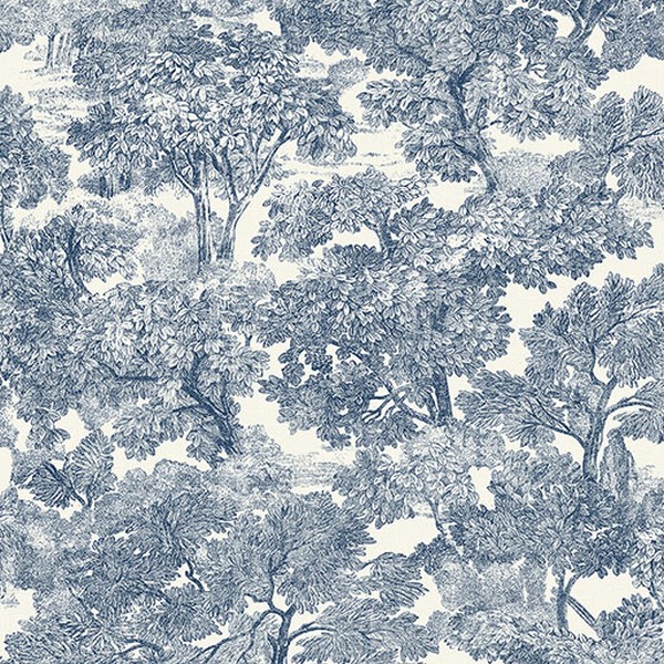 Spinney Blue Toile Wallpaper