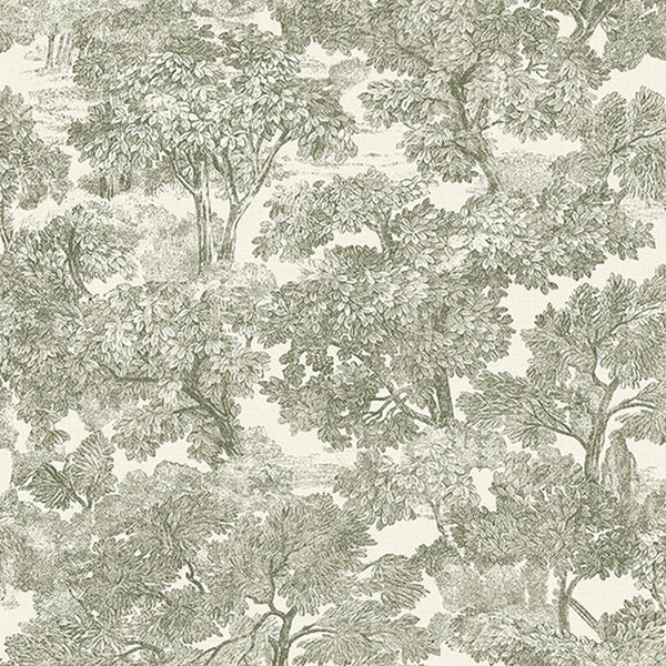 Spinney Green Toile Wallpaper