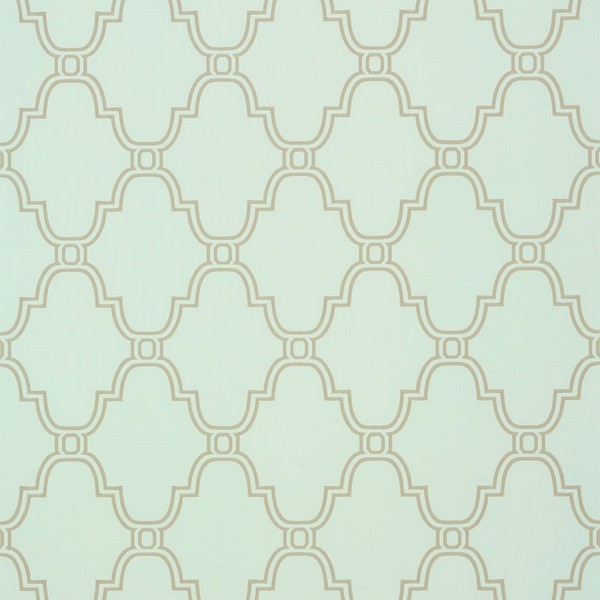 Stanbury Trellis Linen on Aqua Wallpaper