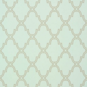 Stanbury Trellis Linen on Aqua Wallpaper