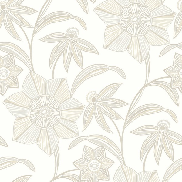 Star Flower Beige Floral Trail Wallpaper