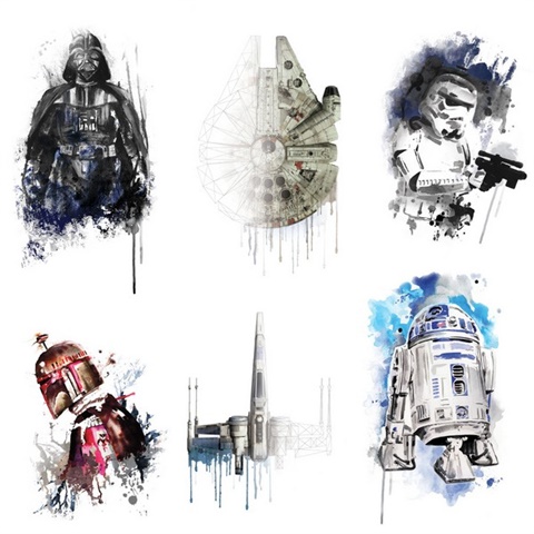 Star Wars Iconic Watercolor Peel And Stick Wall Decals