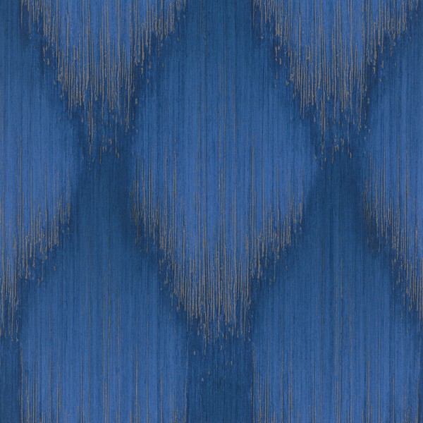 Starfall Sapphire Metallic Ikat Wallpaper