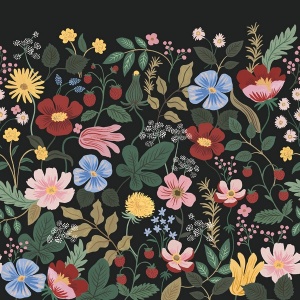 Strawberry Fields Black Peel & Stick Wall Mural
