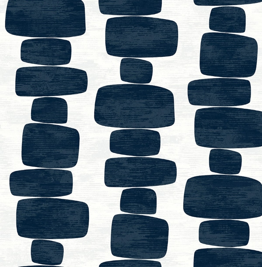 Stripe Block Blue Peel & Stick Wallpaper
