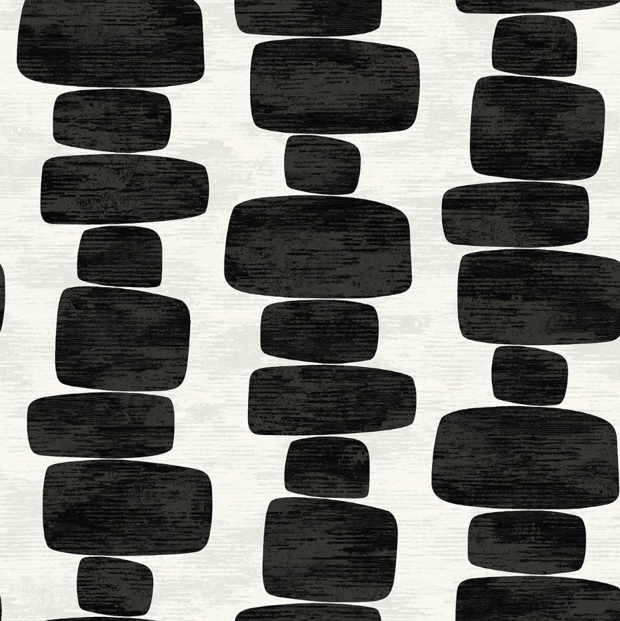 Stripe Block Charcoal Peel & Stick Wallpaper