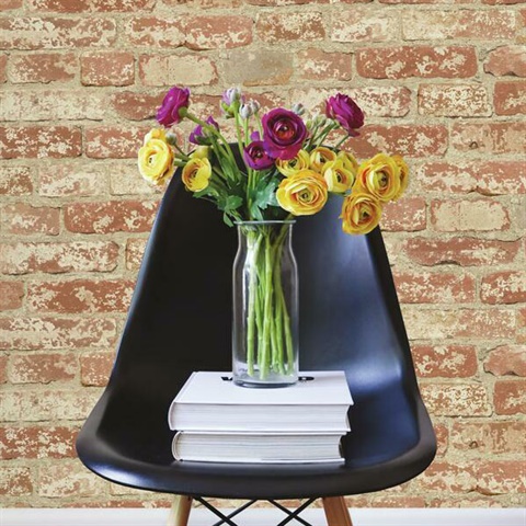 Stuccoed Dark Red Brick Peel And Stick Wallpaper
