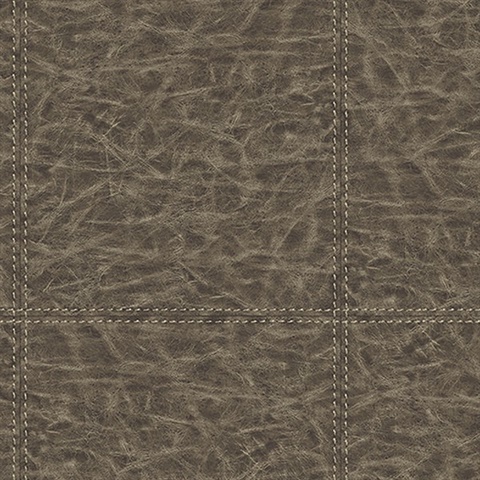 Study Check Brown Leather Wallpaper