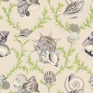 Sumba Shell Grey on Natural Wallpaper