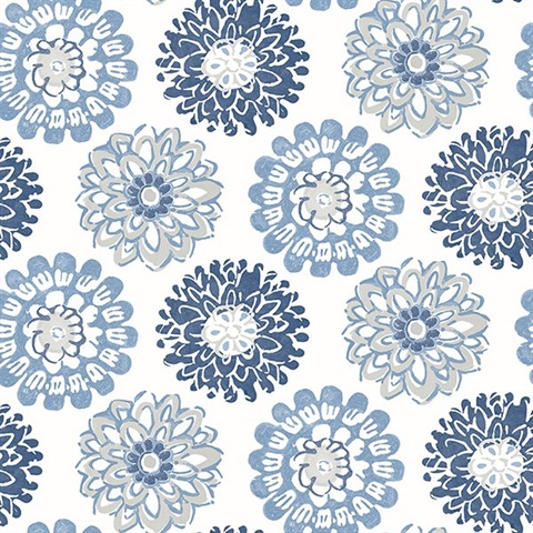 Sunkissed Blue Floral Wallpaper