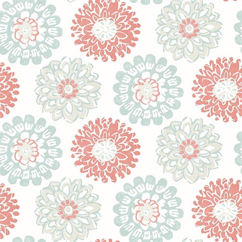 Sunkissed Coral Floral Wallpaper