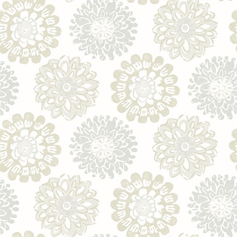 Sunkissed Light Grey Floral Wallpaper