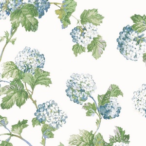Sussex Hydrangea Blue and Green Wallpaper