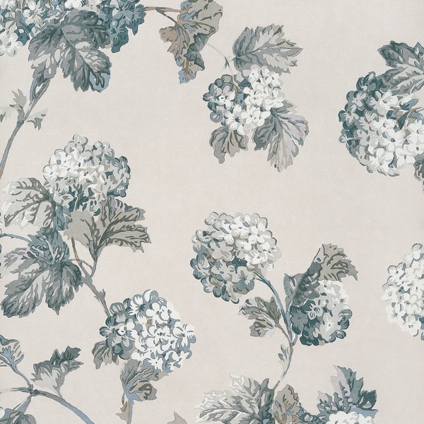 Sussex Hydrangea Slate and Linen Wallpaper