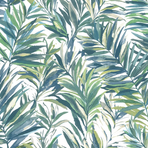 Swaying Palms Green & Blue Wallpaper