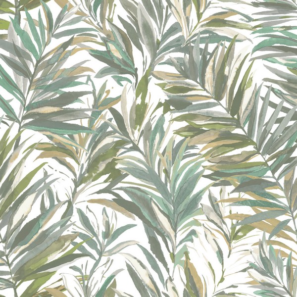 Swaying Palms Olive & Aegean Wallpaper