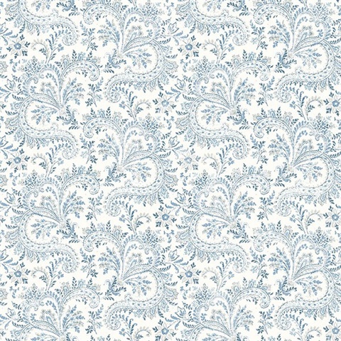 Sycamore Blue Paisley Floral Wallpaper