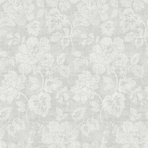 Tansy Light Grey Floral Scroll Wallpaper