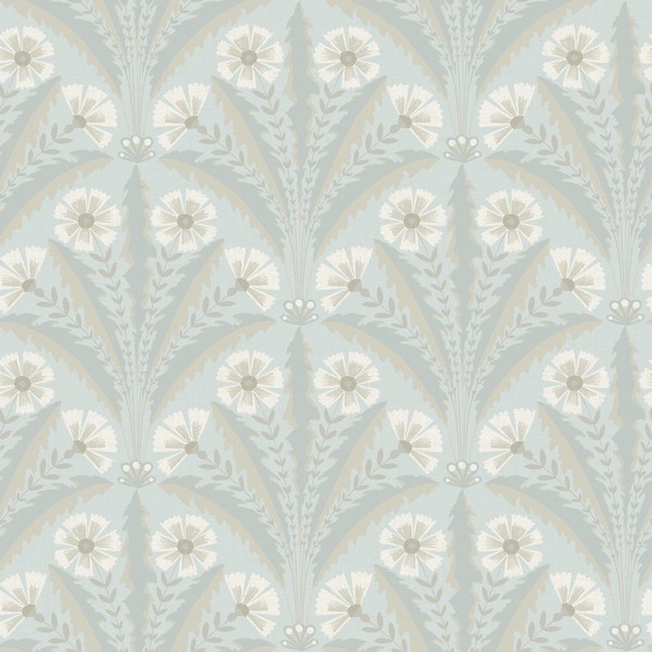 Tap Root Light Blue Floral Damask Wallpaper
