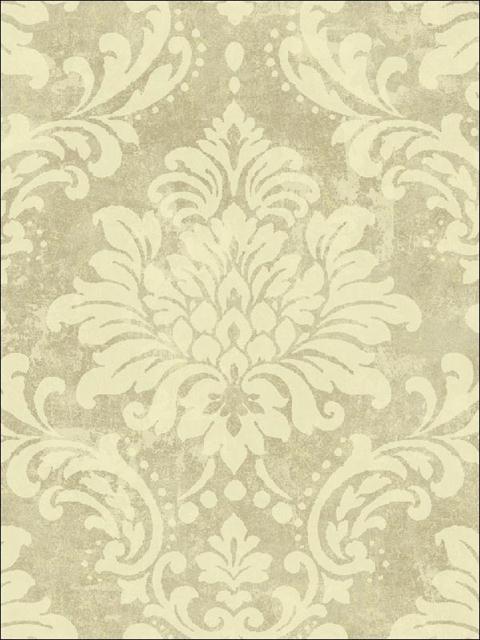 Taupe and Gold Glittered Damask