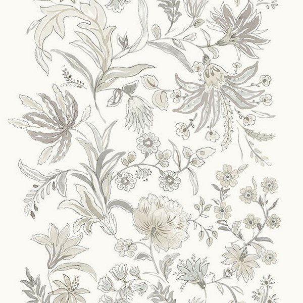 Teonna Light Grey Floral Stripe Wallpaper