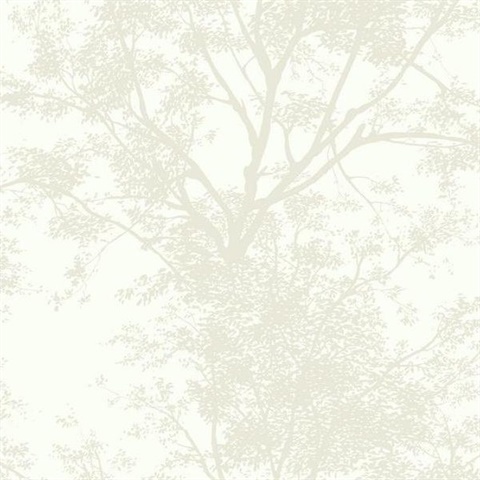 Ashford House Tree Silhouette Sidewall Wallpaper - Pearl
