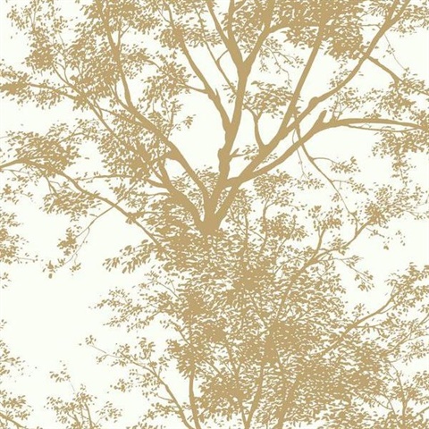 Ashford House Tree Silhouette Sidewall Wallpaper - Gold
