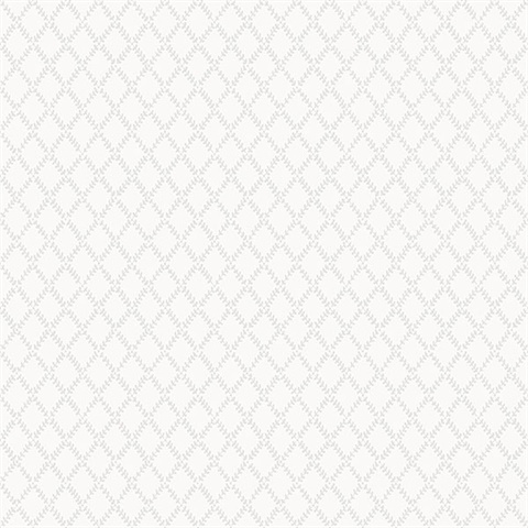 Trevor White Leaf Trellis Wallpaper