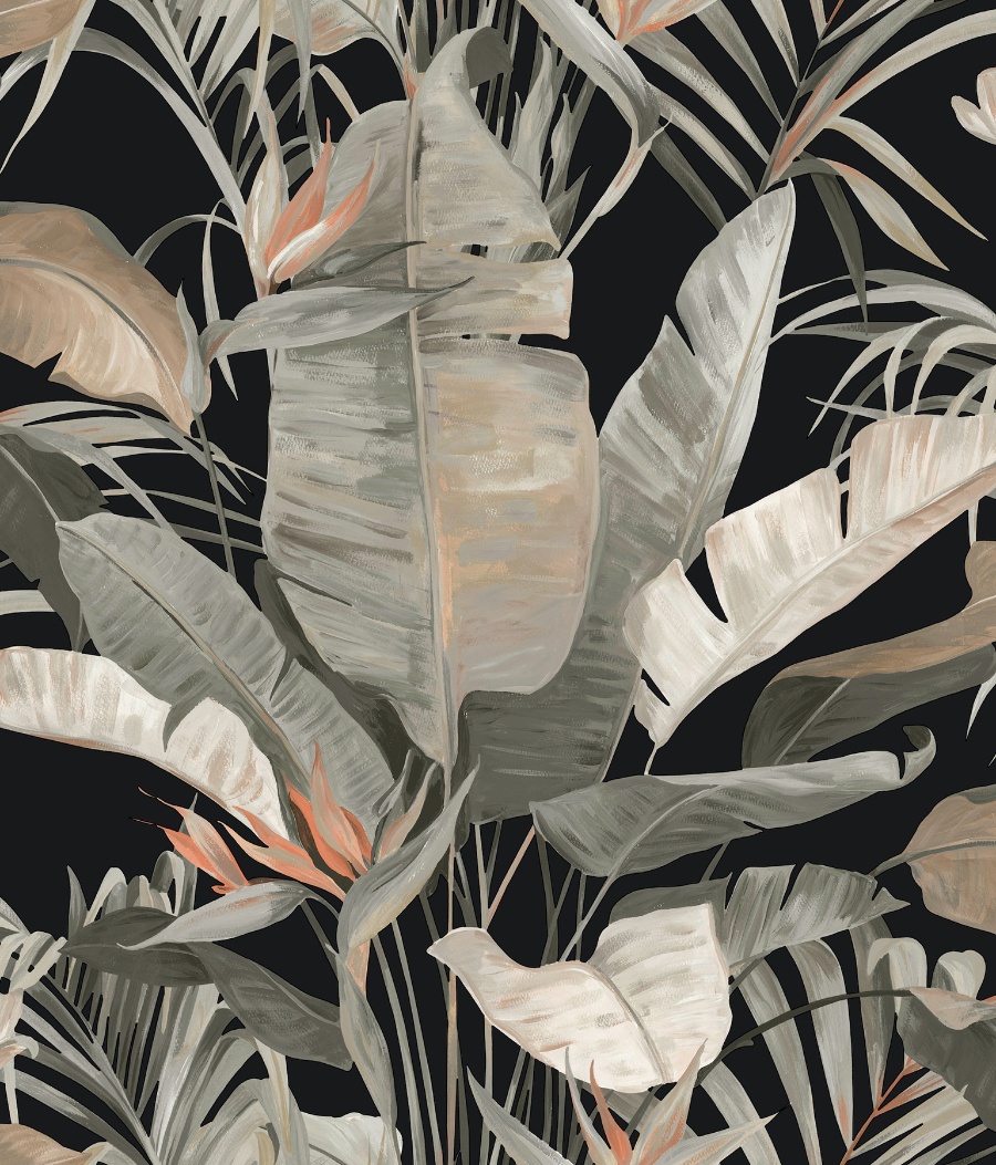 Tropical Cabana Black Peel & Stick Wallpaper