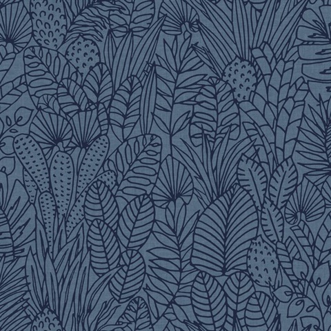 Tropical Leaves Sketch Peel & Stick Wallpaper