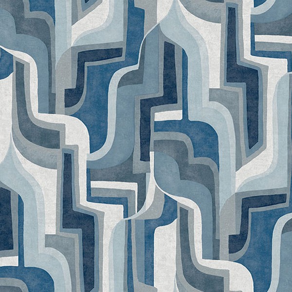 Tulum Blue Surreal Shapes Wallpaper