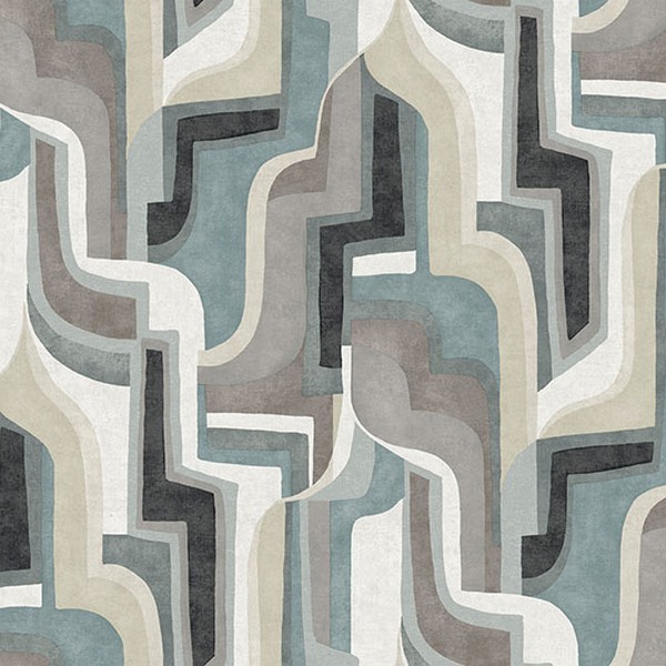 Tulum Denim Surreal Shapes Wallpaper