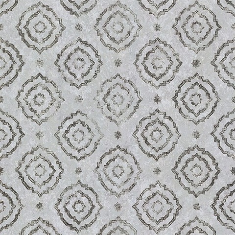 Uma Silver Medallion Wallpaper