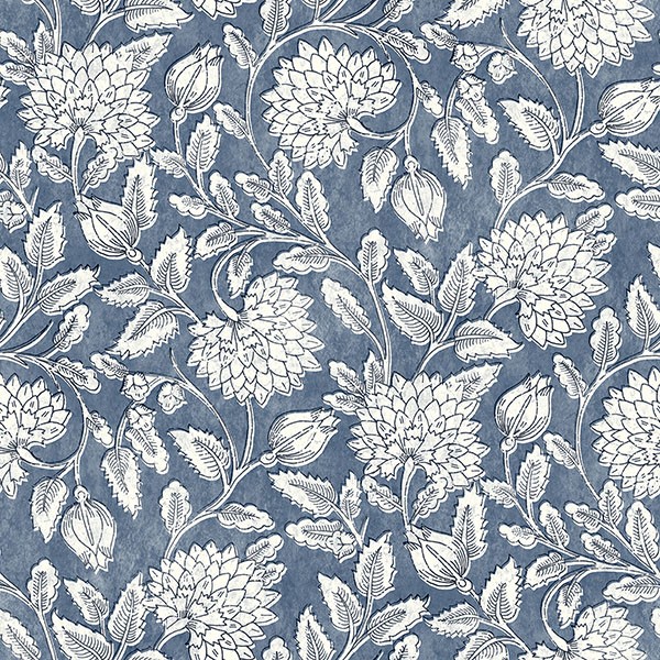 Vadouvan Navy Jacobean Trail Wallpaper