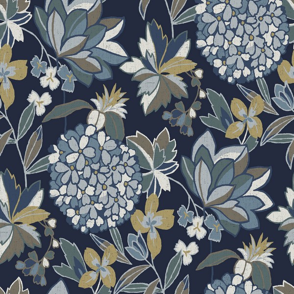 Valdivian Indigo Floral Wallpaper