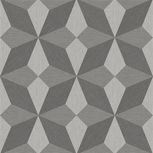 Valiant Grey Faux Grasscloth Geometric Wallpaper