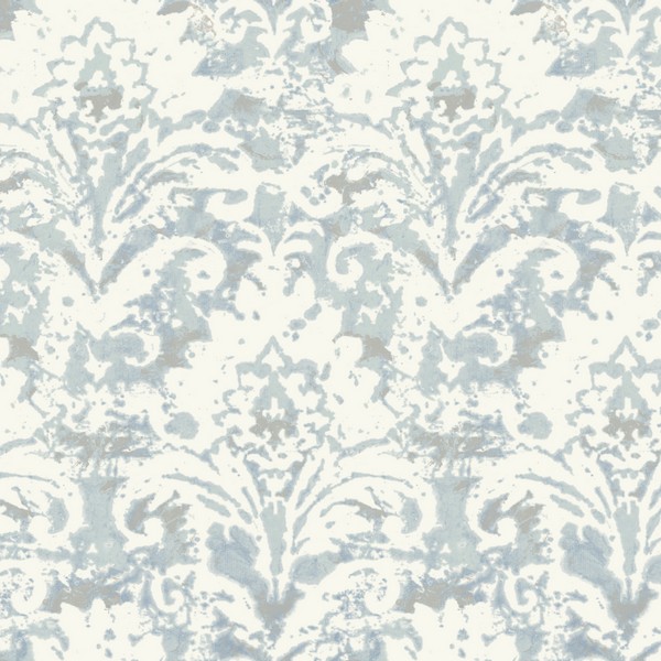 Velvet Crush Damask Blue & Pearl Wallpaper