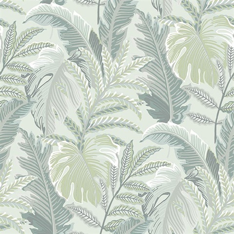 Verdant Grey Botanical Wallpaper