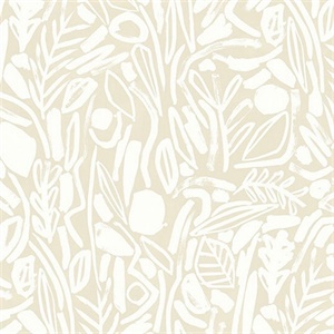 Verdure Neutral Painted Botanical Wallpaper