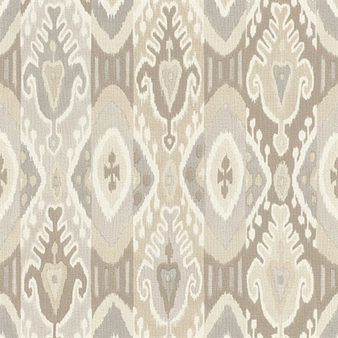 Villon Light Grey Ikat Wallpaper