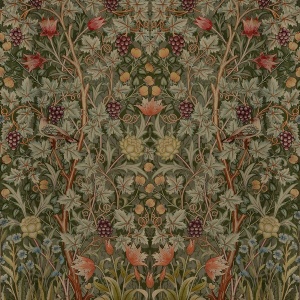 Vine Embroidery Dark Green Wall Mural