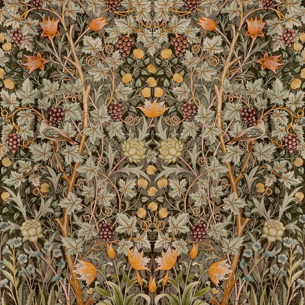 Vine Embroidery Green Wall Mural