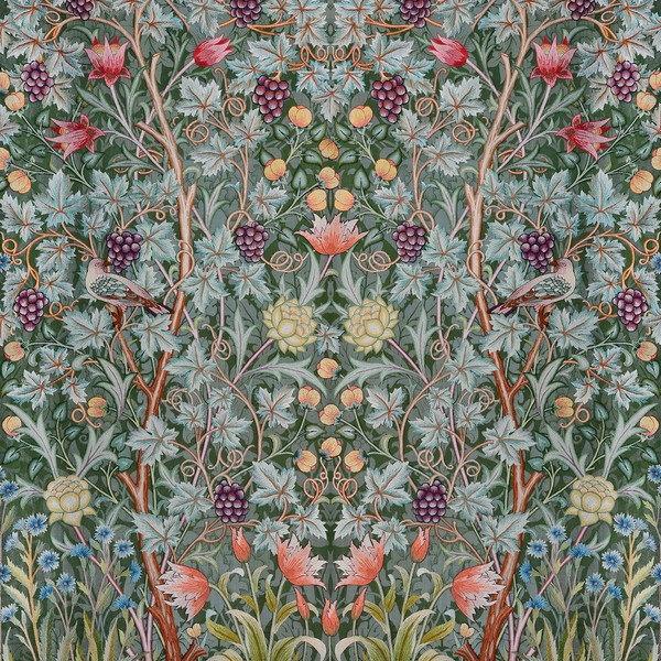 Vine Embroidery Sea Green Wall Mural